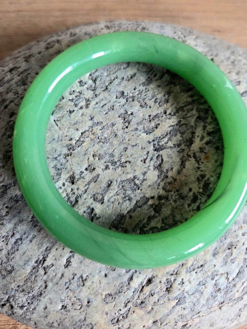 Green Glass Jade Style Bangle Bracelet
